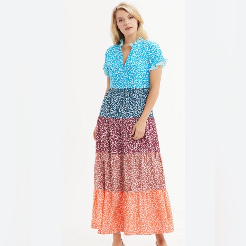 Marie Oliver Farrah Silk Tiered Maxi Dress